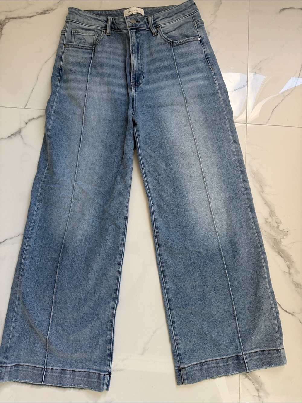 Light Wash Wide-Leg Jeans with Front Seams